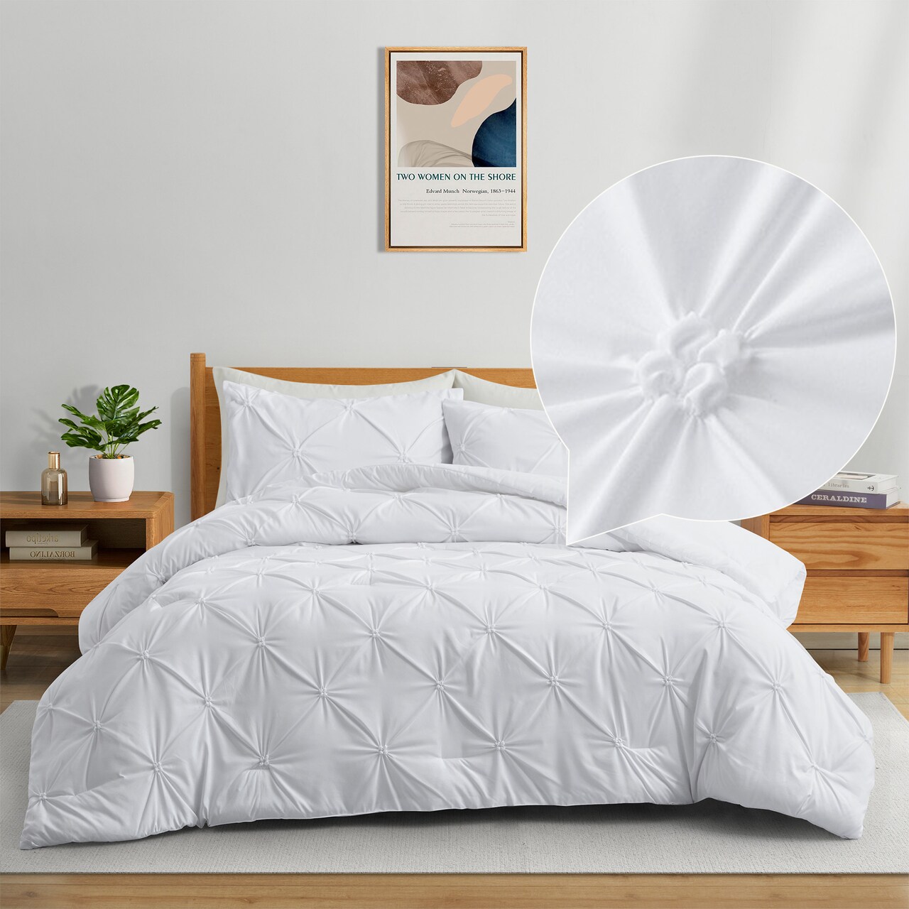 3-Piece Pintuck Comforter Set Ultra-Soft Down Alternative Twin Full Queen King